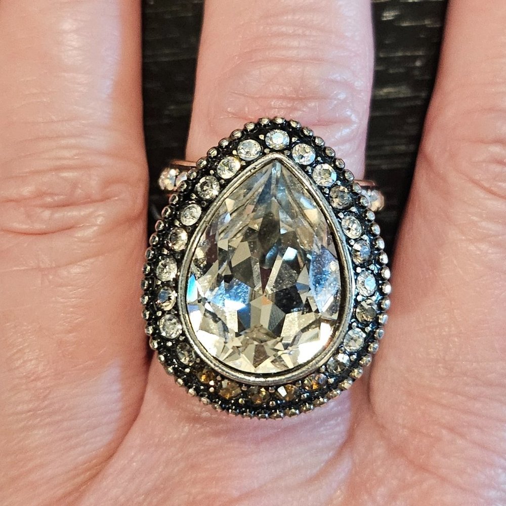 Silver & Neutral Stone Large Ring - image 1